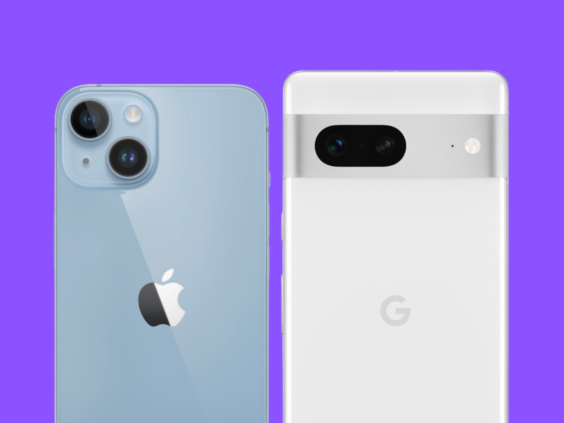 LI Google Pixel 7 ve iPhone 14 arka ve kamera