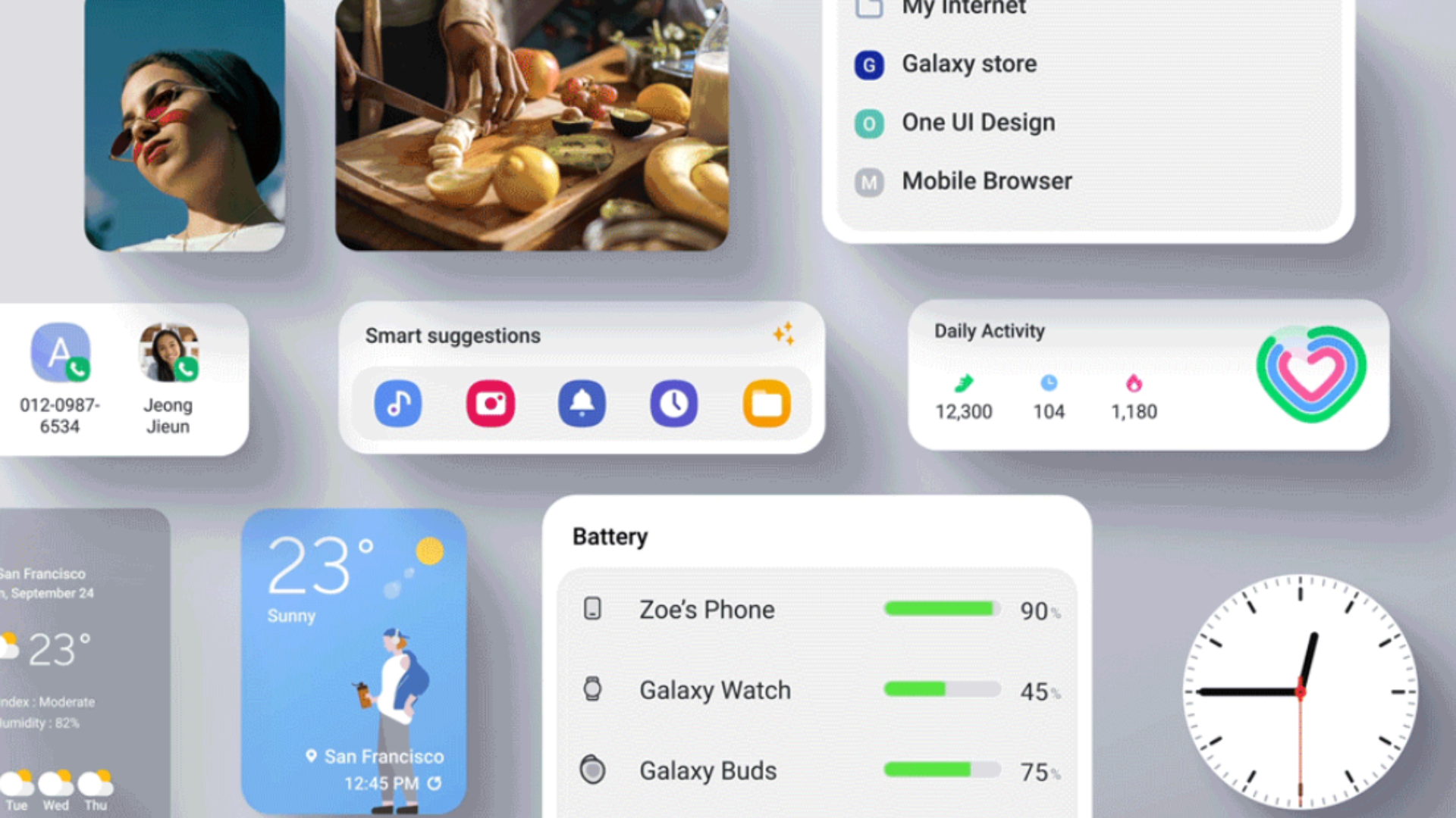 akıllı öneriler ve widget'lar Samsung One UI 5 özelliği