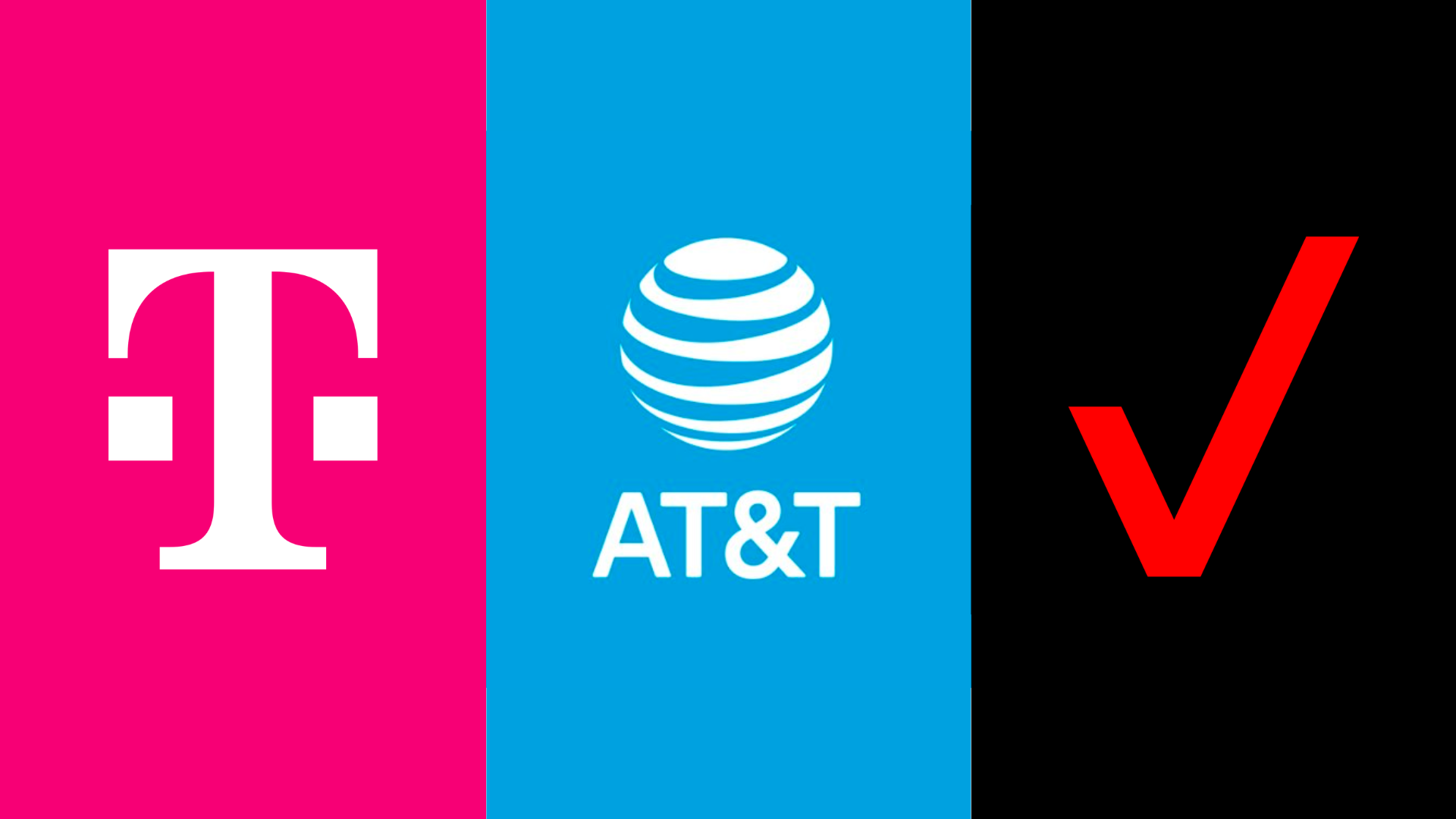 T-Mobile, AT&T and Verizon logo