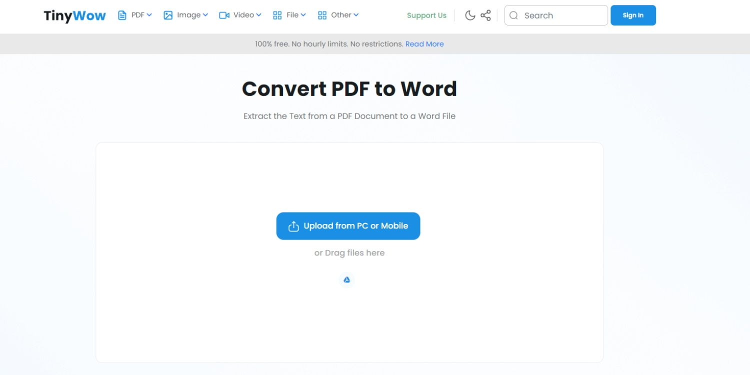 Buat konversi file PDF ke Word menjadi mudah dengan TinyWow PDF ke Word ...