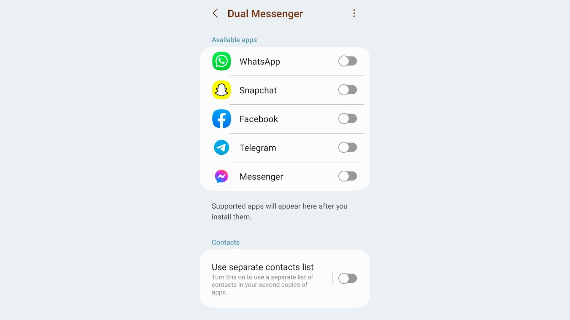Dual messenger on Samsung One UI 5.1