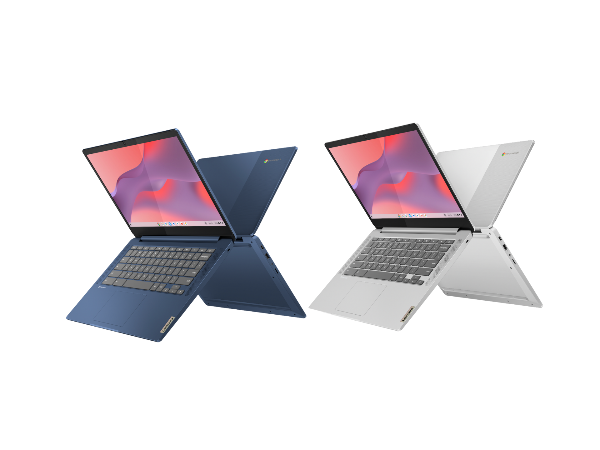 LI Lenovo IdeaPad Slim 3 Chromebook در رنگ آبی Abyss و Cloud Gray