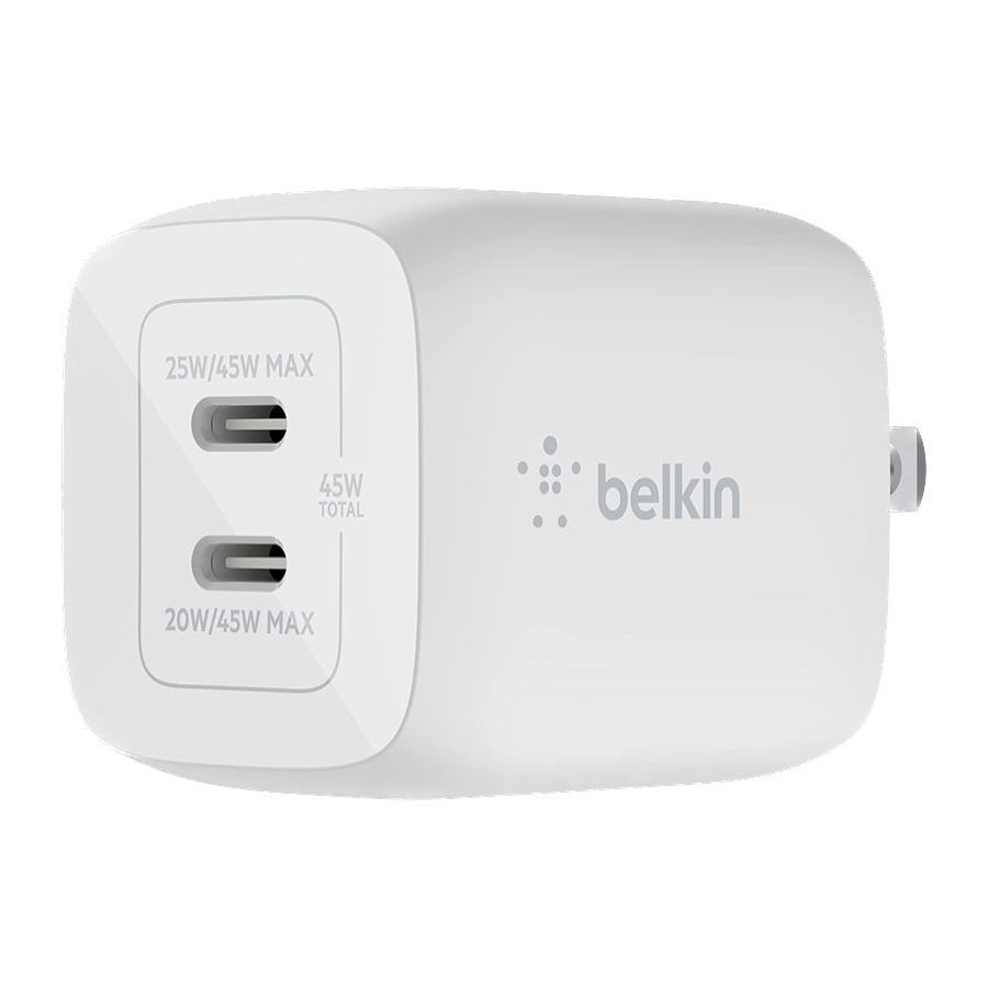 Belkin 45W Dual USB-C Wall Charger pbi Background Removed