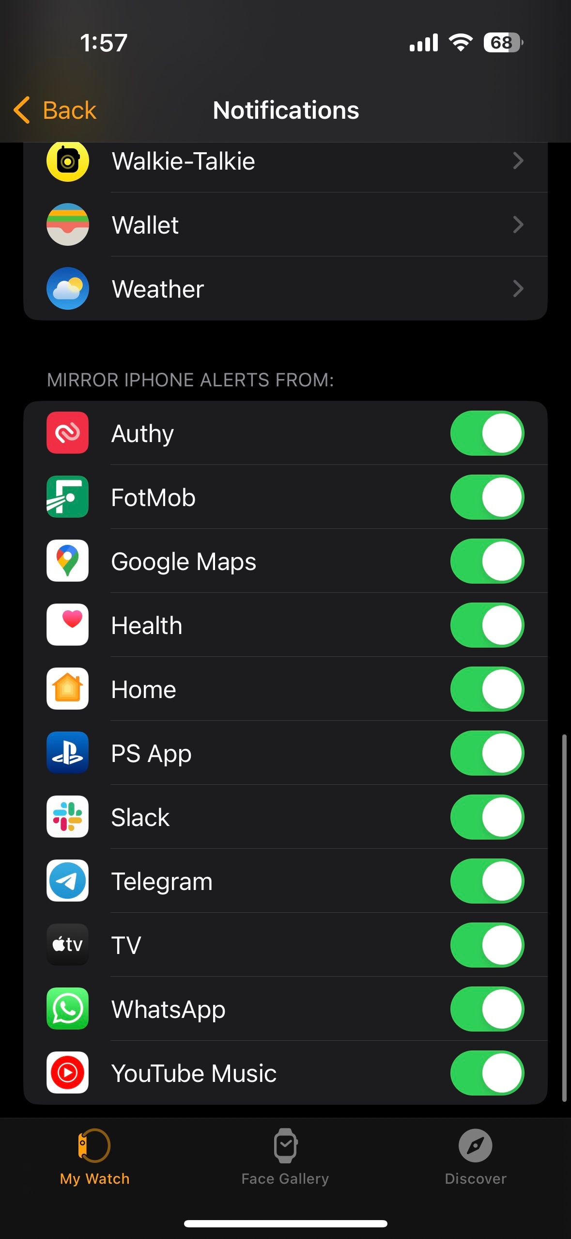 Notifications Control via Apple Watch App iPhone