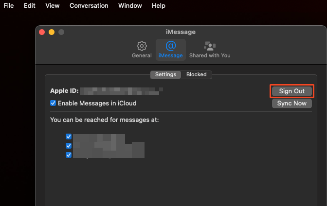 Sign out of iMessage on your Mac