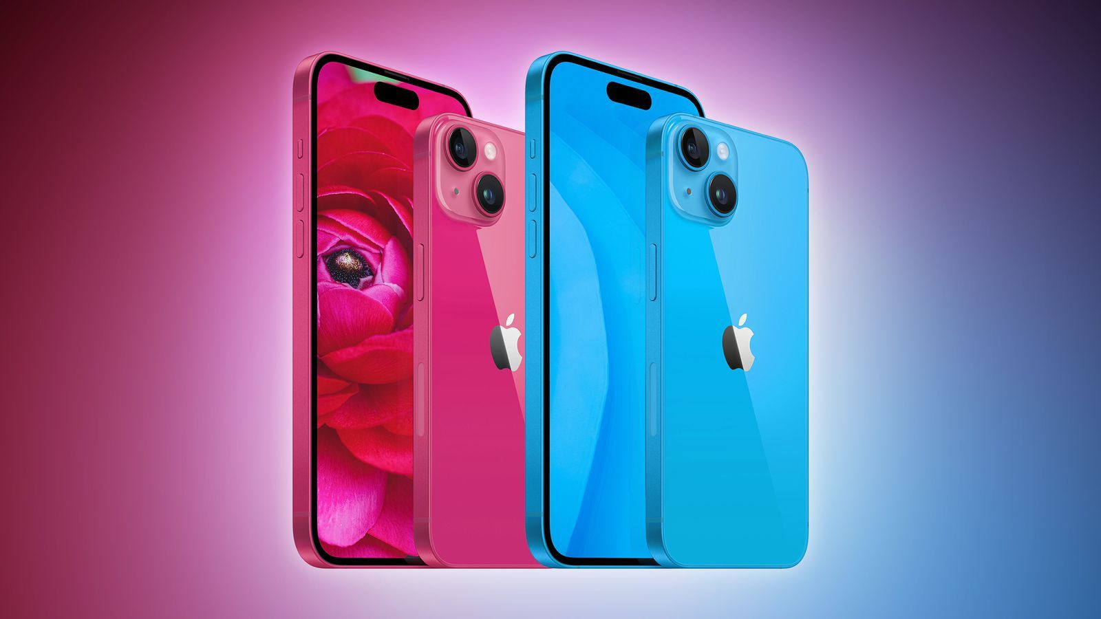 iPhone 15 blue and pink