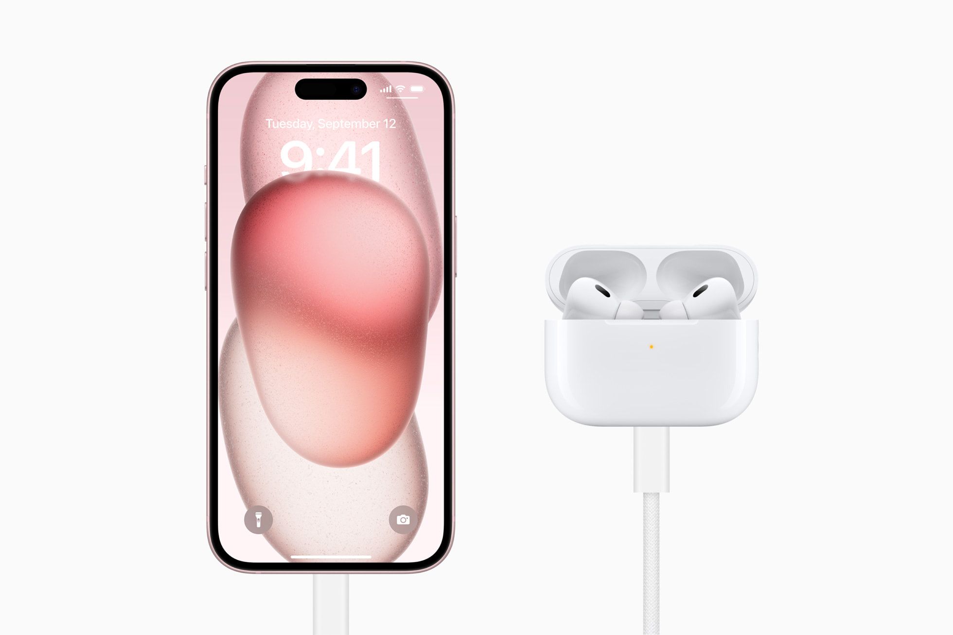 Apple iPhone 15 USB C Port Charging AirPods Graphic