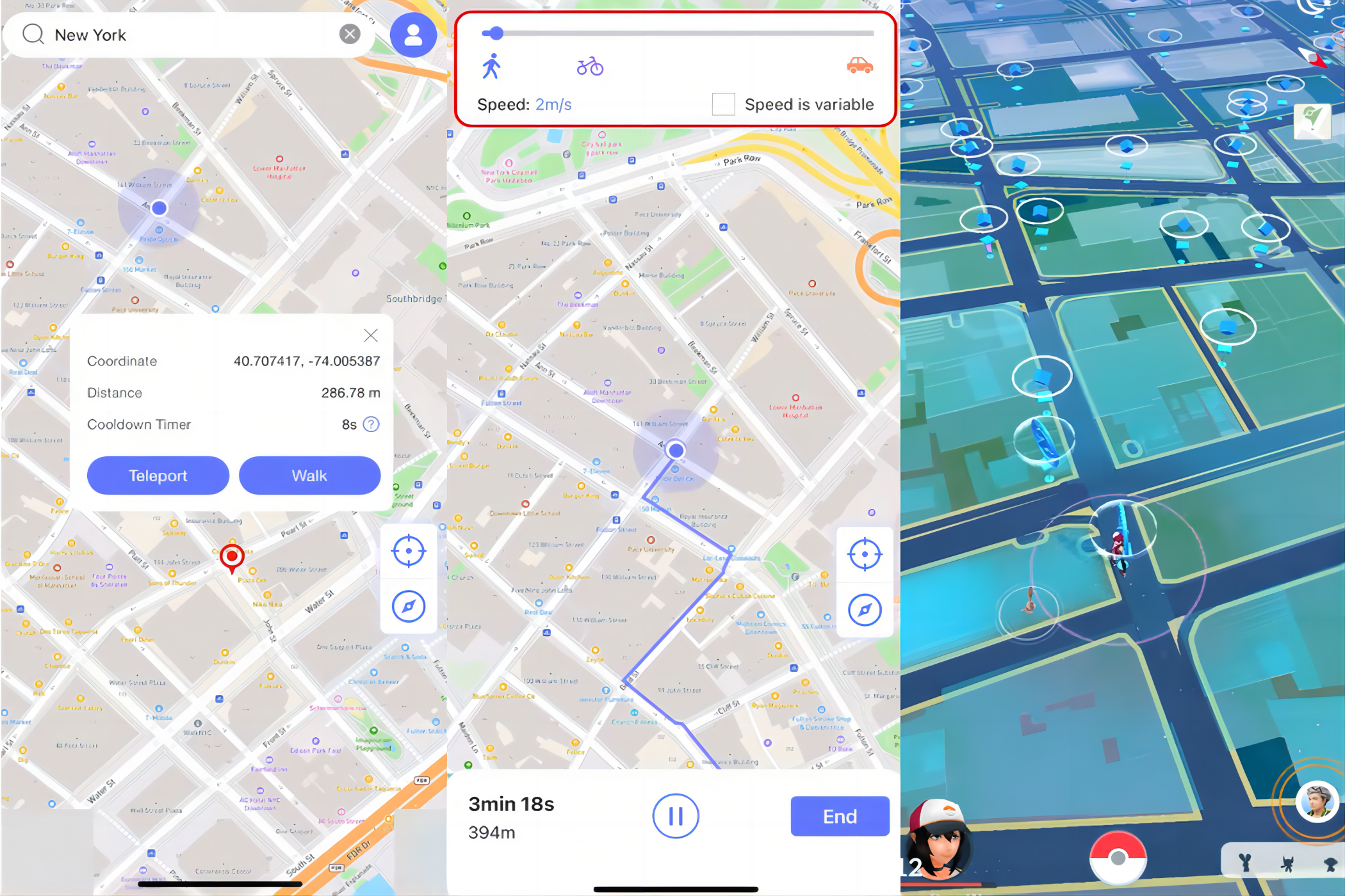 Aplicación iToolab AnyGo que simula caminar a una ubicación diferente en Pokémon Go