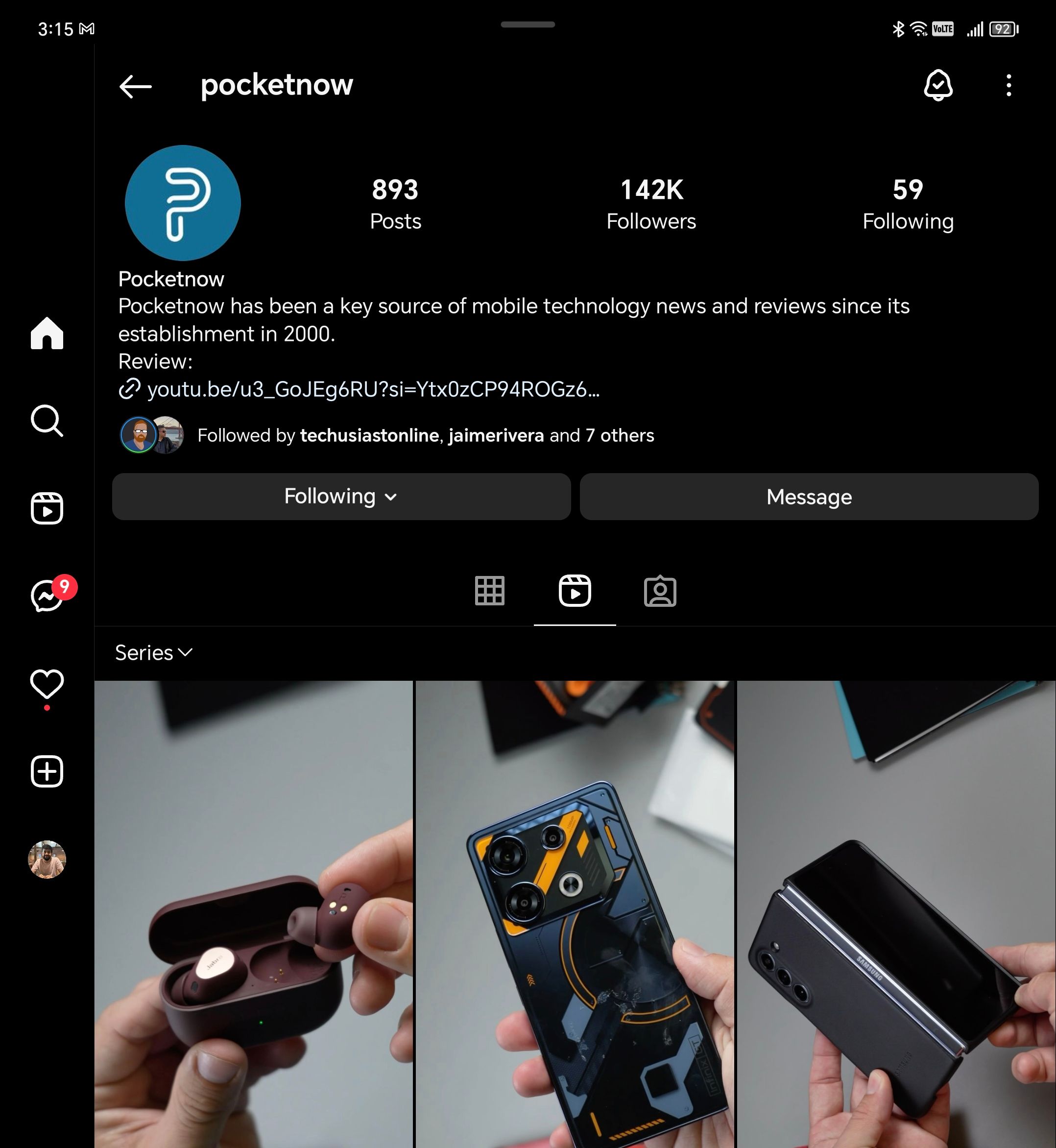 Instagram on foldable phone 1