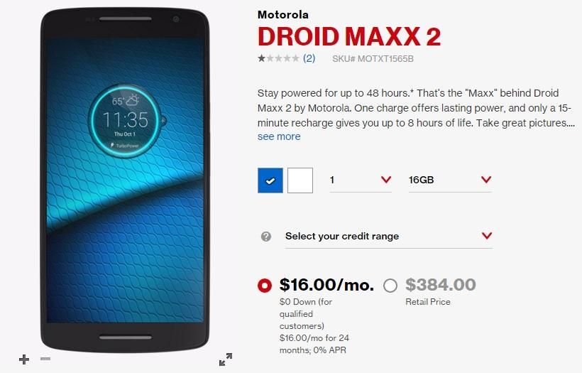 Motorola DROID Maxx 2 pricing