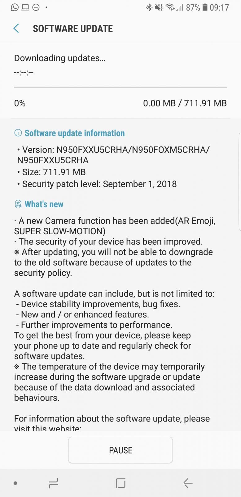 Galaxy Note8 update