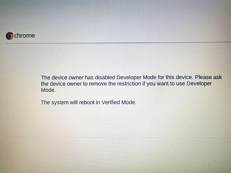 The device owner has disabled Developer Mode for this device. Please ask the device owner to remove the restriction if you want to use Developer Mode.