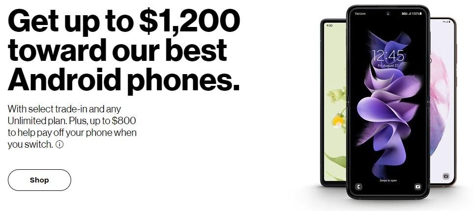 Verizon deals promo screen capture