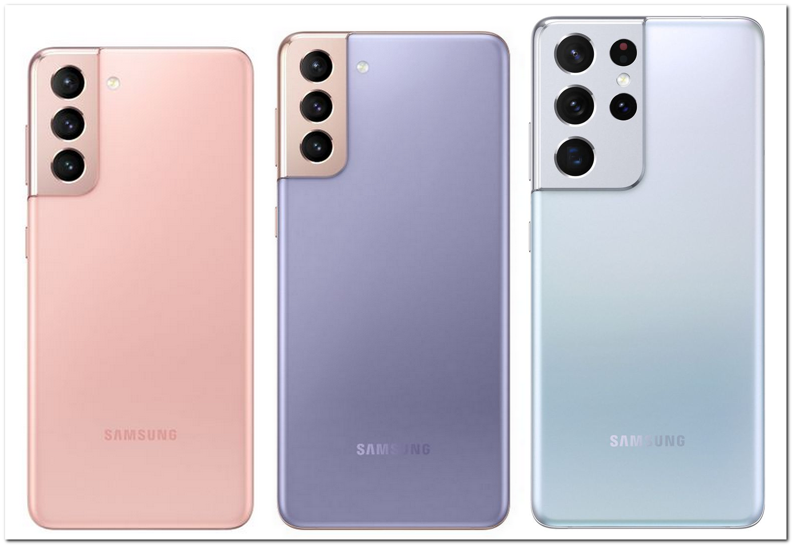 Galaxy S21 series in 3 different colors