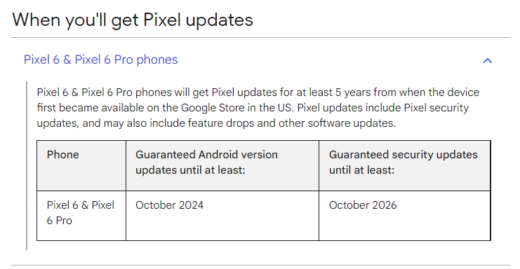 google pixel 6 android updates