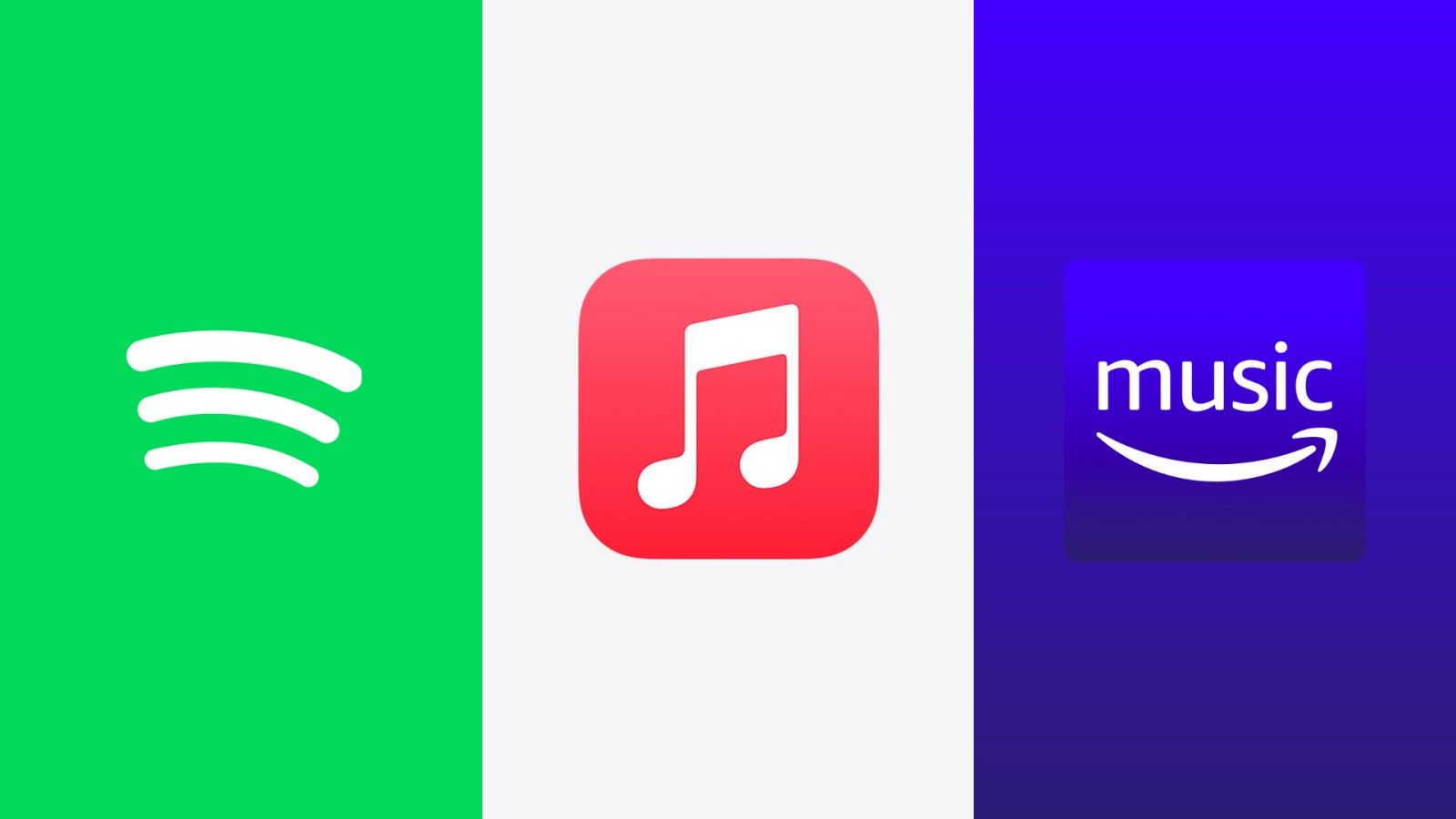 Spotify, Apple Music, Prime Music Audio streaming services