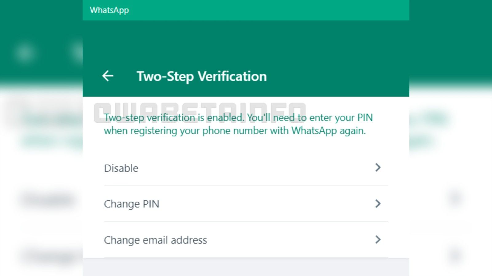 WhatsApp two step verification