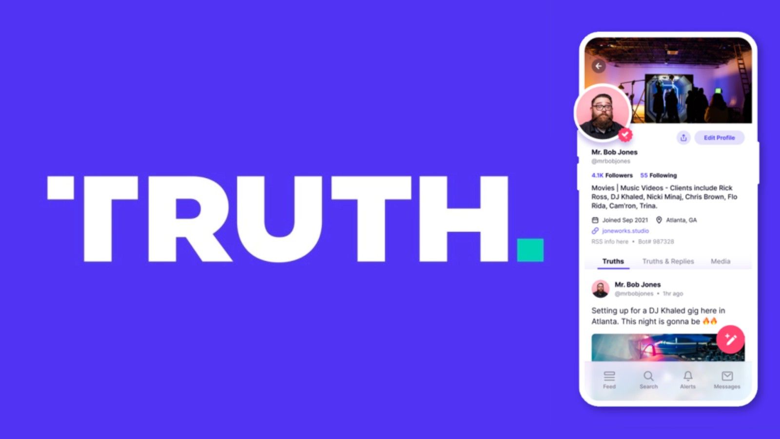 Truth Social logo and mobile