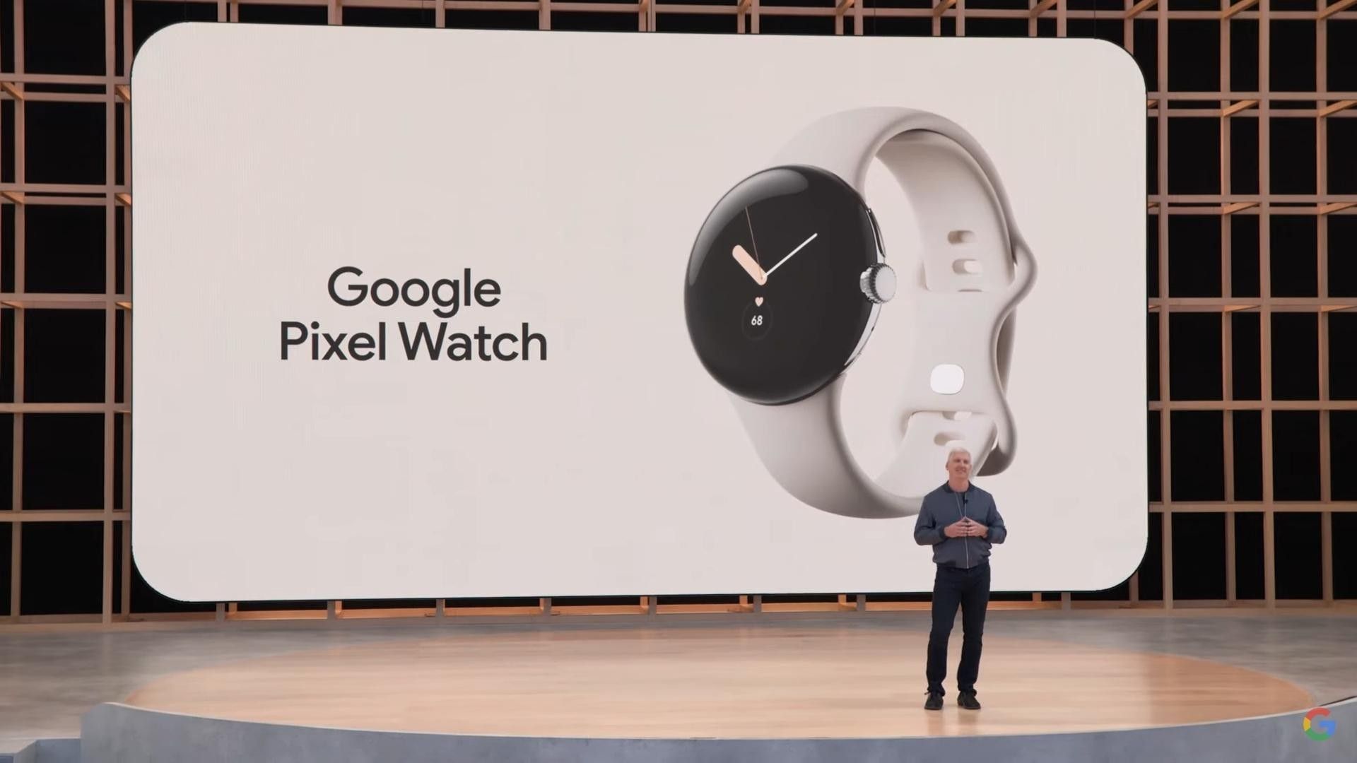 Google IO 2022 Keynote'ta Pixel Watch'ı gösteren bir resim
