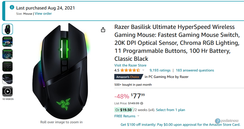 Razer Basilisk Gaming Mouse purchase