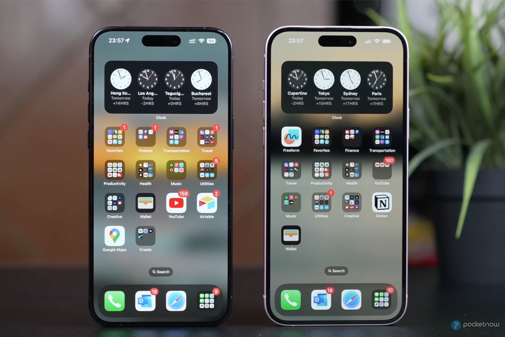 iPhone 15 Pro Max and iPhone 15 Plus on a table